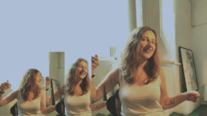 three superimposed images of me